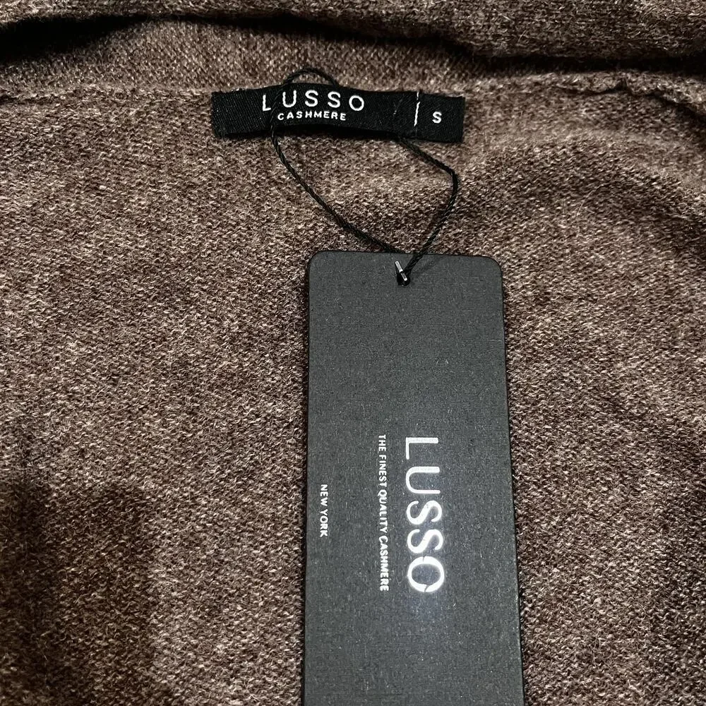 Lusso Cardigan Sweater Womens Small Brown 100% Cashmere Open Front Knit